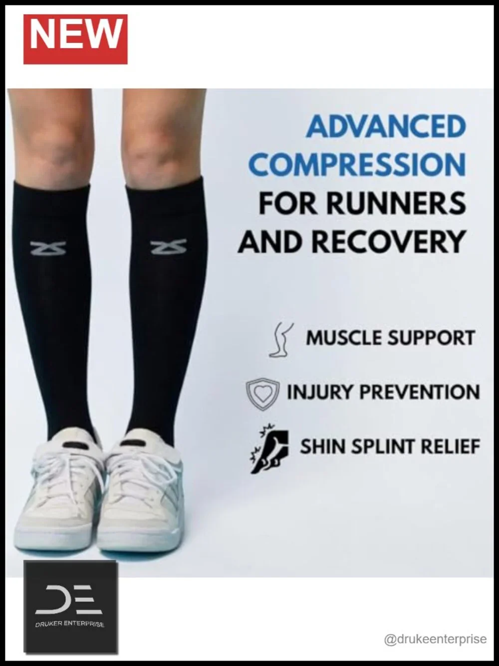 Knee High Compression Socks for Running, Travel - Made in Italy